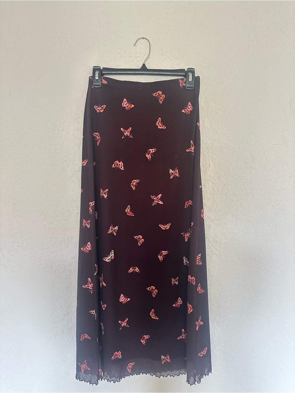 BP Brown Butterfly Ruffle Maxi Skirt